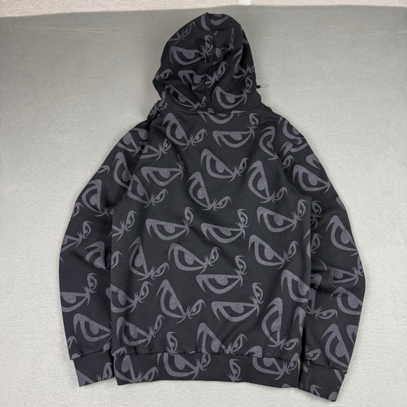 Y2K Vintage No Fear All Over Print Hoodie Mens Medium Skater Grunge Emo Black - Picture 2 of 6